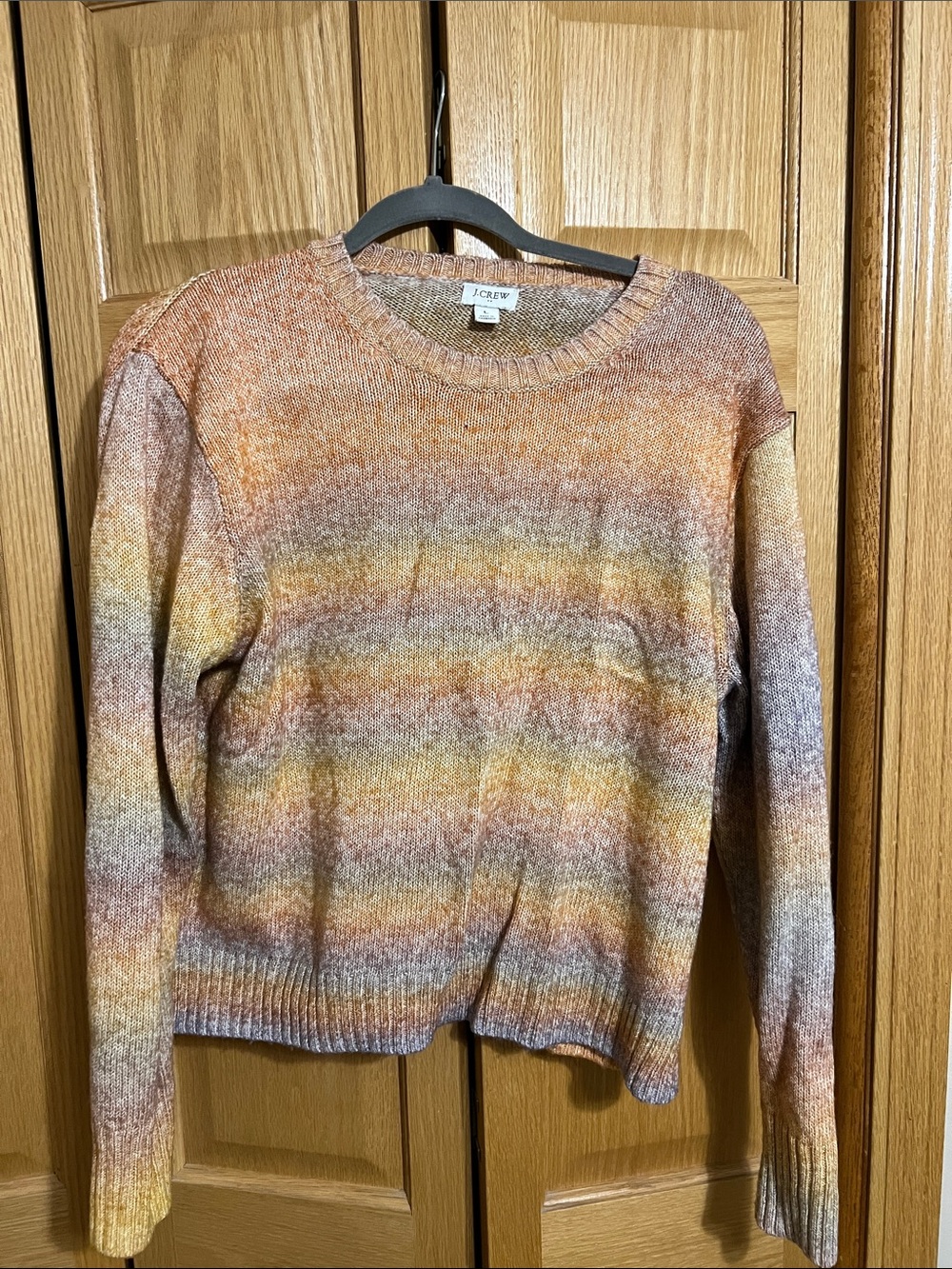 J. Crew Multicolor Heathered Crewneck Sweater in Rust, Gold & Cream